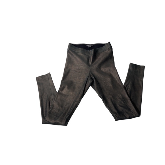 Vince Women’s Elastic Waistband Metallic Suede Ankle Leggings Green Size Small - Picture 2 of 14